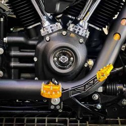 Black3 CNC Brake Arm Softail 2018+ W. Mid Controls