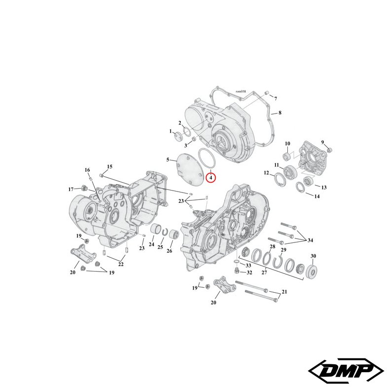 James, square o-ring ring derby cover 94-22 XL Sportster