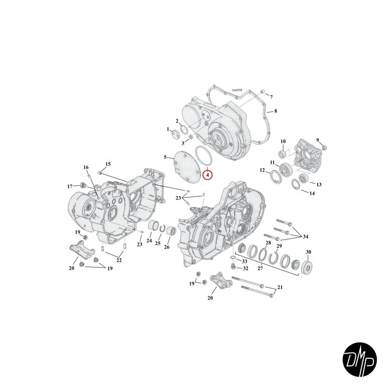 James, square o-ring ring derby cover 94-22 XL Sportster