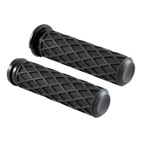Arlen Ness, Diamond Handlebar Grip Set. Black, 25- Softail, 24-25 Touring & 23-25 CVO touring