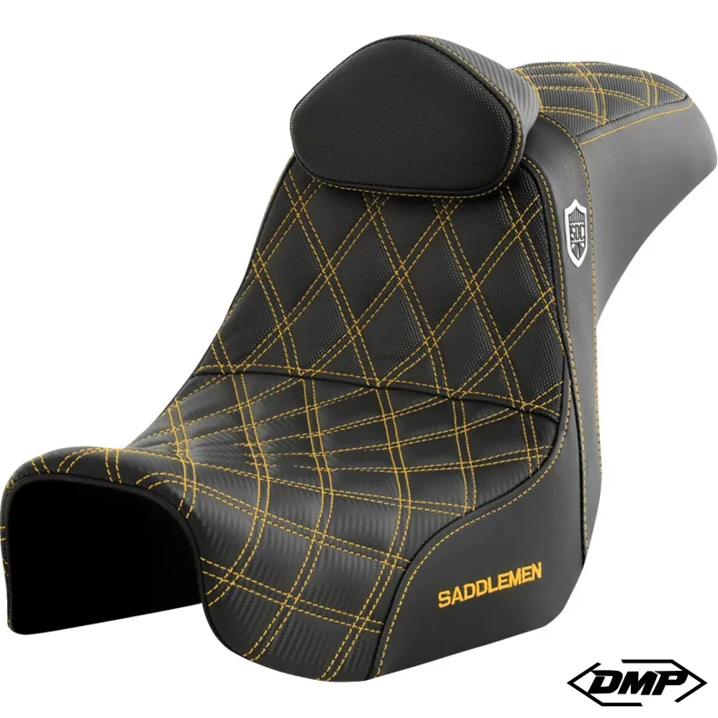 Saddlemen Performance Grip s�de, Pro Series With Backrest Gold Dyna 06-17