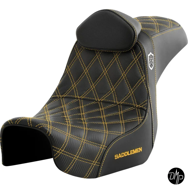 Saddlemen Performance Grip sde, Pro Series With Backrest Gold Dyna 06-17