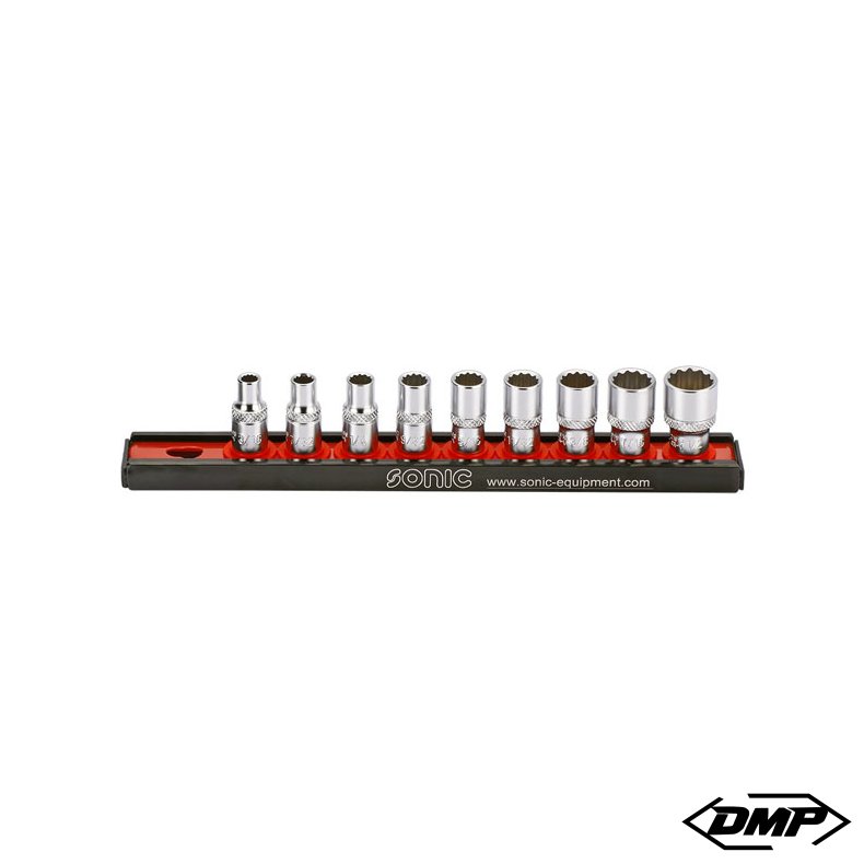 Sonic, socket rail set 1/4", 9-piece. US/SAE