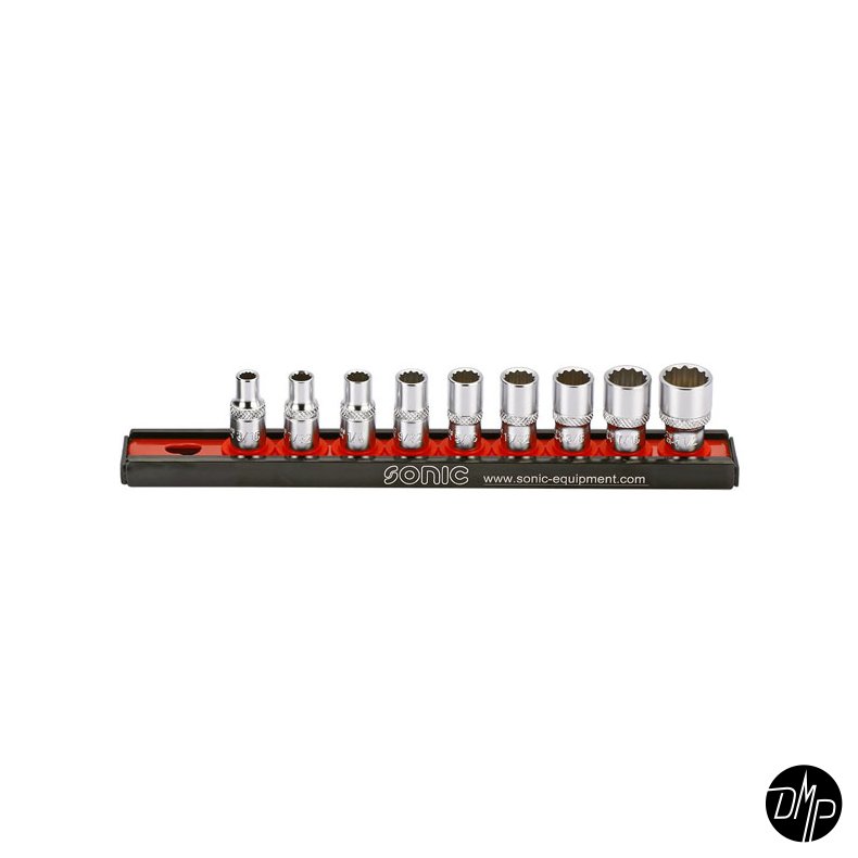 Sonic, socket rail set 1/4", 9-piece. US/SAE