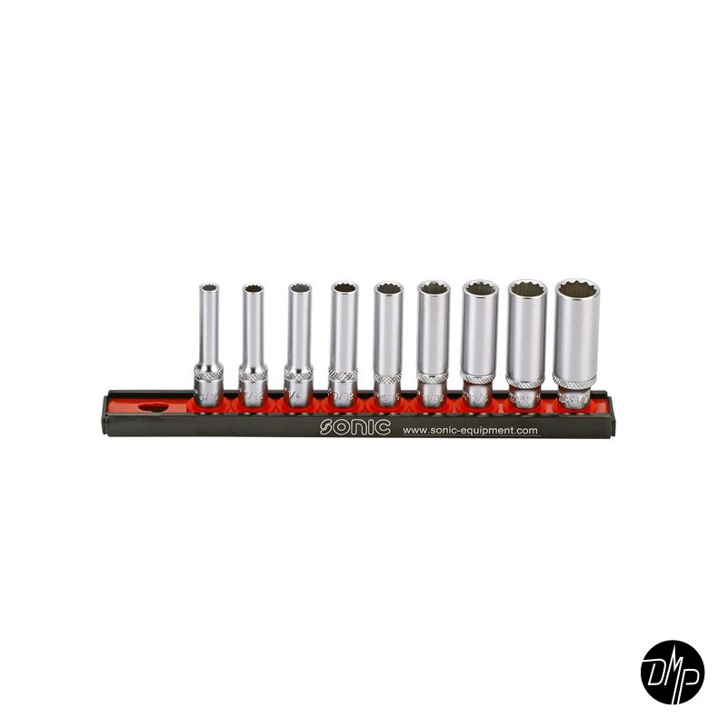 Sonic, socket rail set 1/4", 9-piece. US/SAE LONG