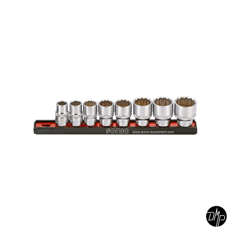 Sonic, socket rail set 3/8", 8-piece. US/SAE