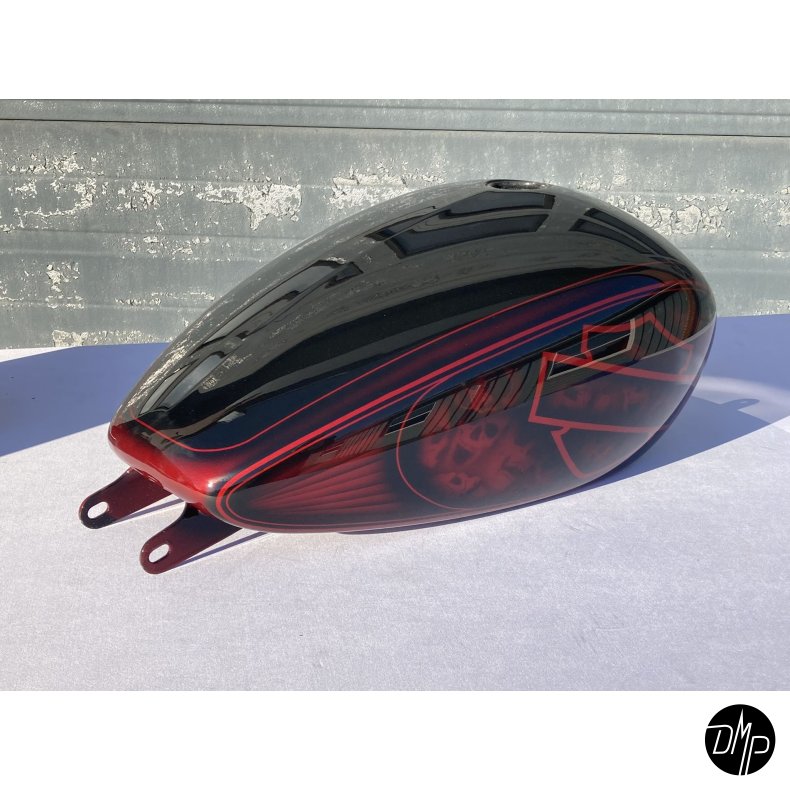 Softail tank og skrme "DMP EDITION" Black &amp; Red Airbrush