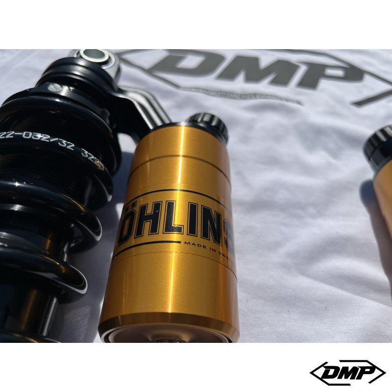 �hlins HD 764 STX36 Blackline rear shock absorber set. 336mm Dyna 1991-2017 GOLD RESERVOIRS