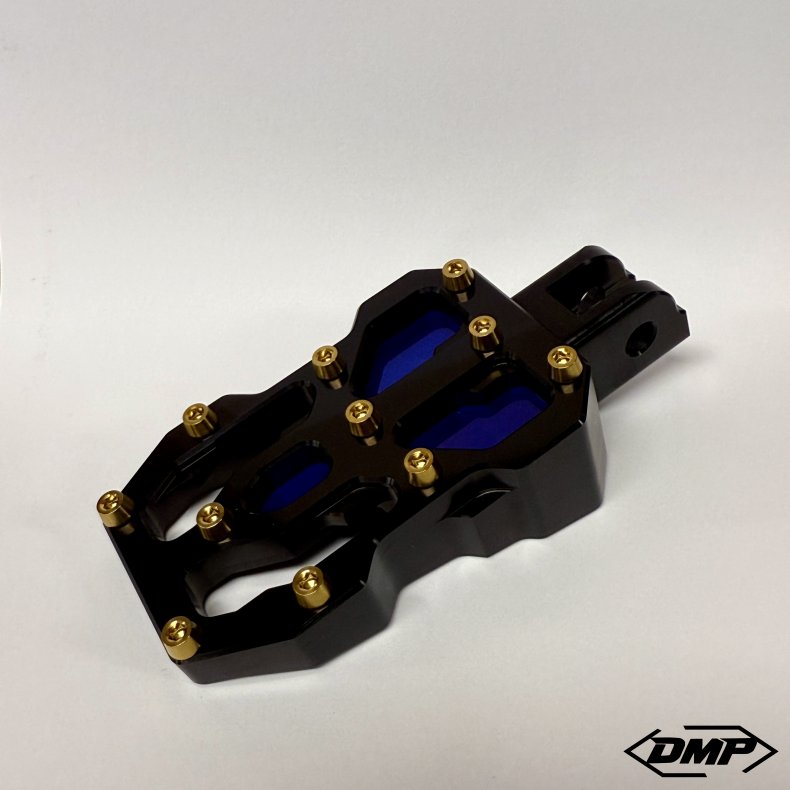 DMP "Street Savage" footpeg set, Race black With candy blue plate