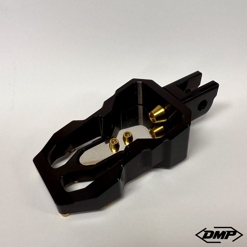 DMP "Street Savage" footpeg set, Race black With Stainless steel plate