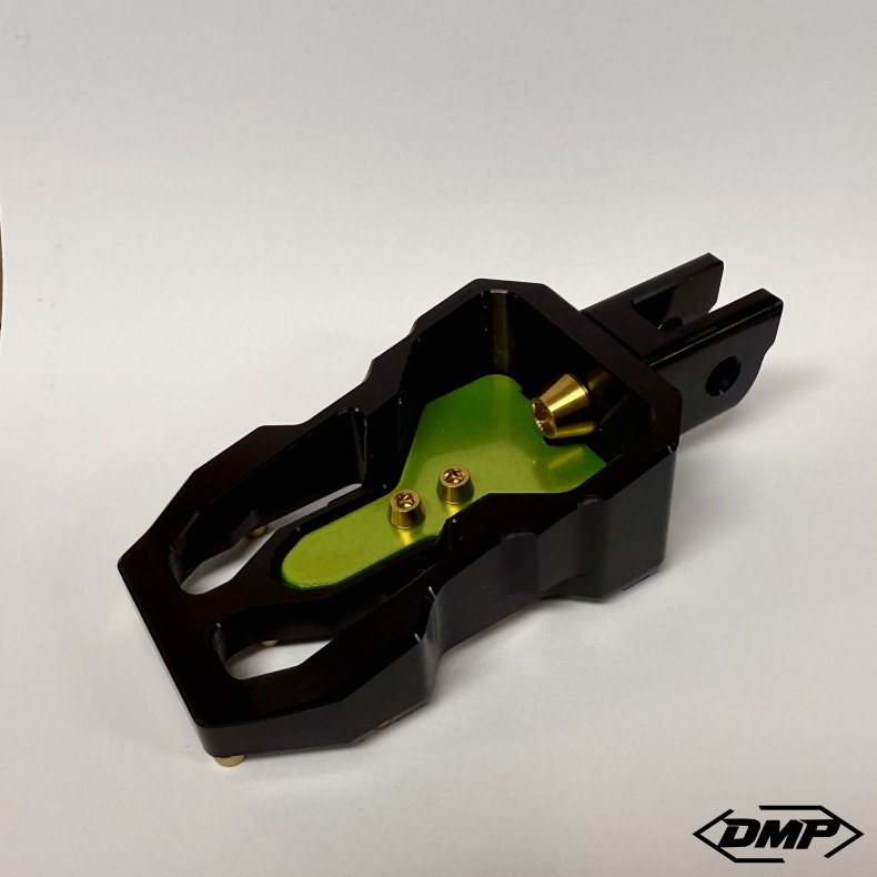DMP "Street Savage" footpeg set, Race black With "Acid Green" plate