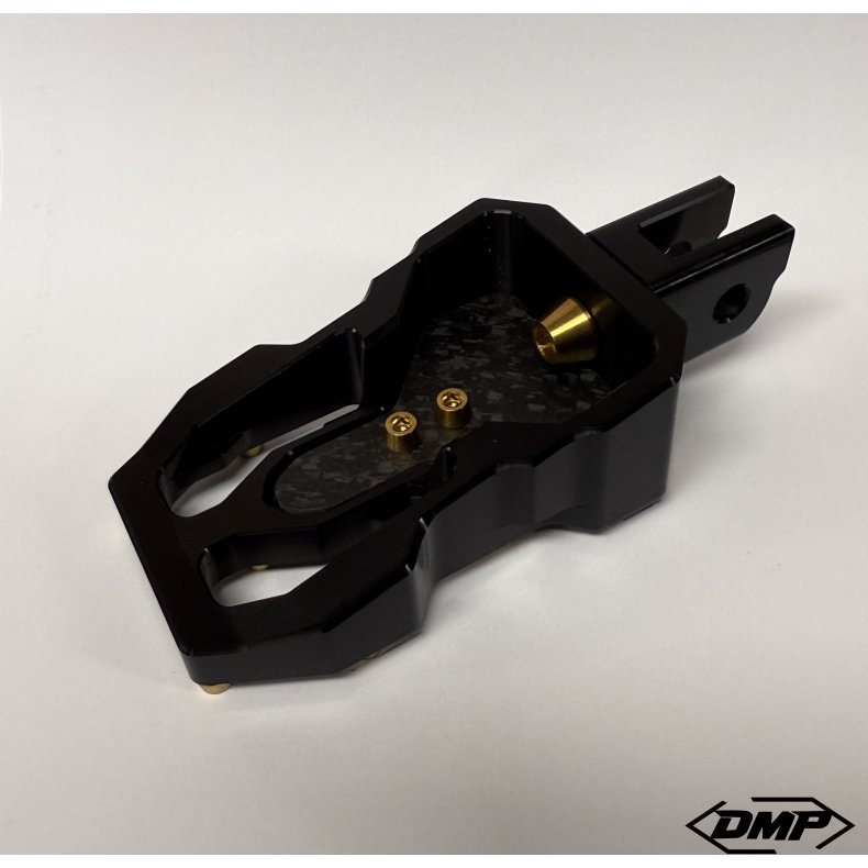 DMP "Street Savage" footpeg set, Race black With Matt Forged Carbon plate