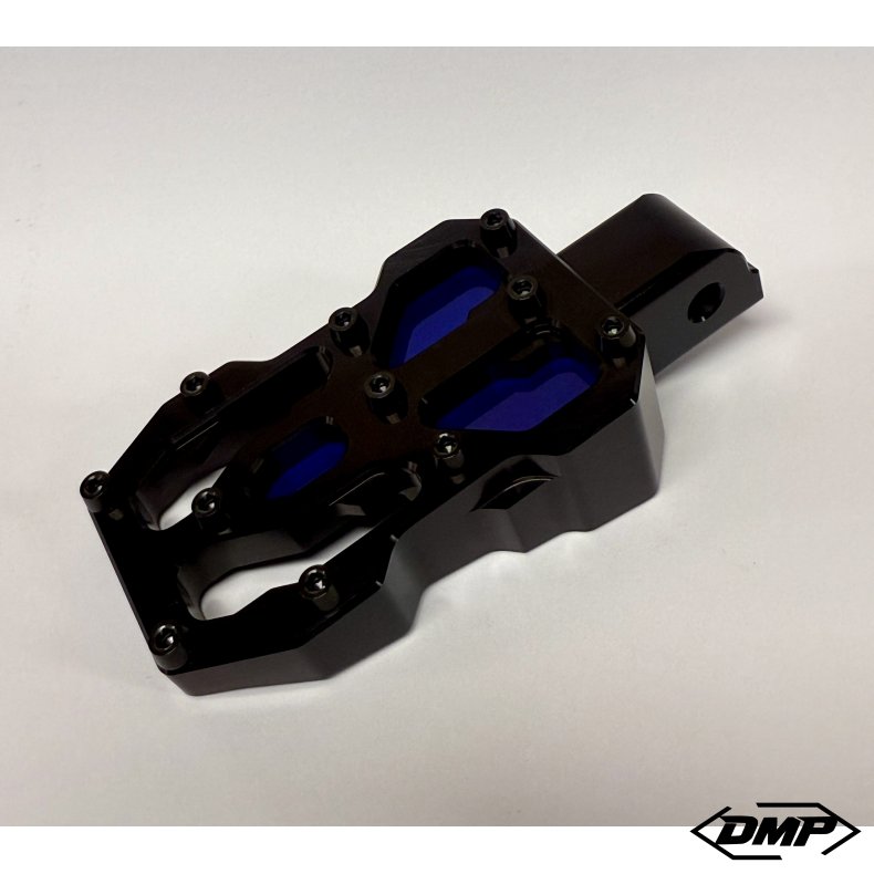 DMP "Street Savage" footpeg set, Race black With candy blue plate