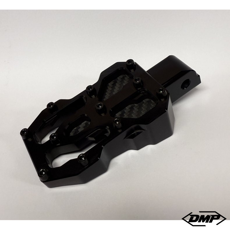 DMP "Street Savage" footpeg set, Race black With Matt 3K Carbon plate