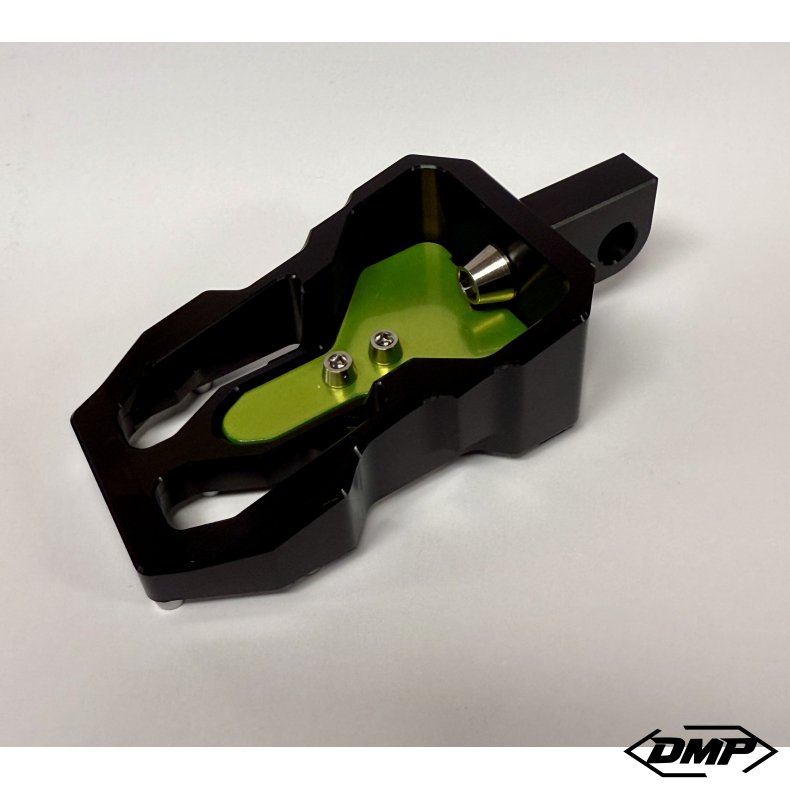 DMP "Street Savage" footpeg set, Race black With "Acid Green" plate