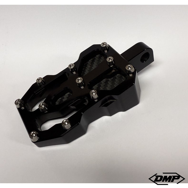 DMP "Street Savage" footpeg set, Race black With Matt 3K Carbon plate