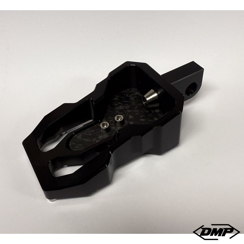 DMP "Street Savage" footpeg set, Race black With Matt Forged Carbon plate