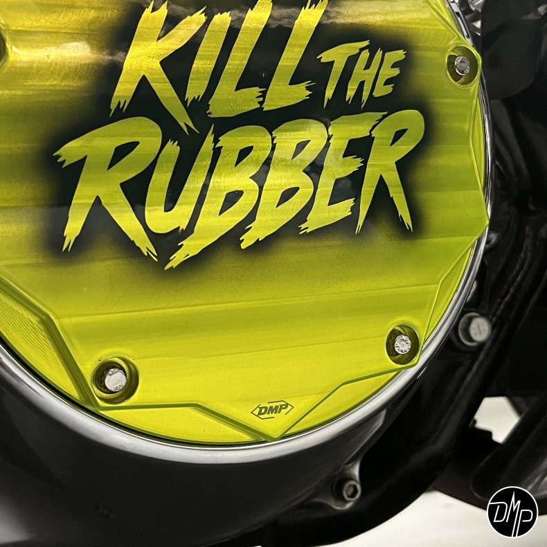 DMP Derby Cover "KILL THE RUBBER" TOXIC GREEN M8 Touring