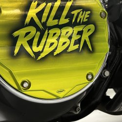 DMP Derby Cover "KILL THE RUBBER" TOXIC GREEN Twincam