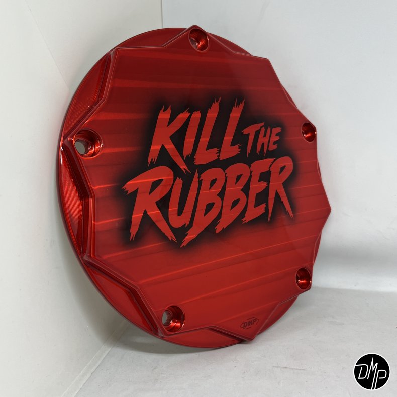 DMP Derby Cover "KILL THE RUBBER" RED M8 Softail