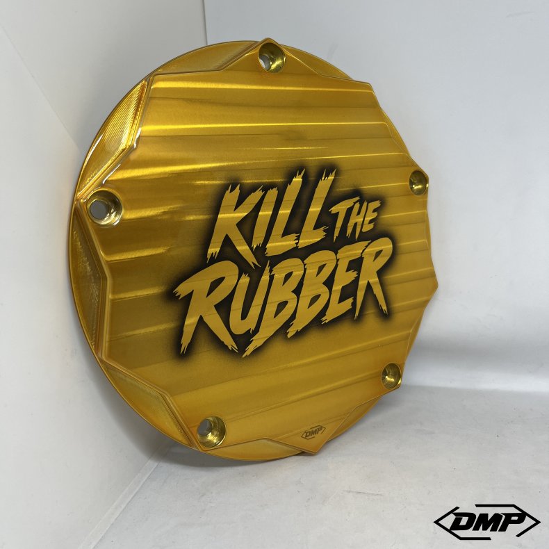 DMP Derby Cover "KILL THE RUBBER" GOLD M8 Touring