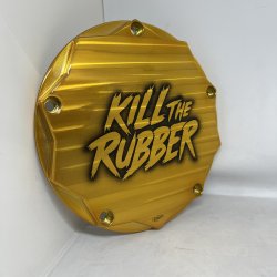 DMP Derby Cover "KILL THE RUBBER" Gold Twincam