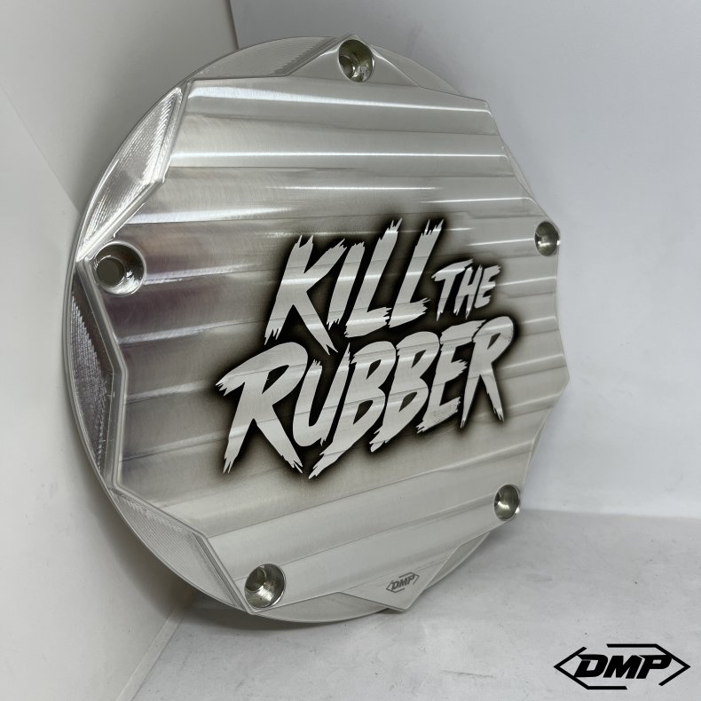 DMP Derby Cover "KILL THE RUBBER" SILVER M8 Touring