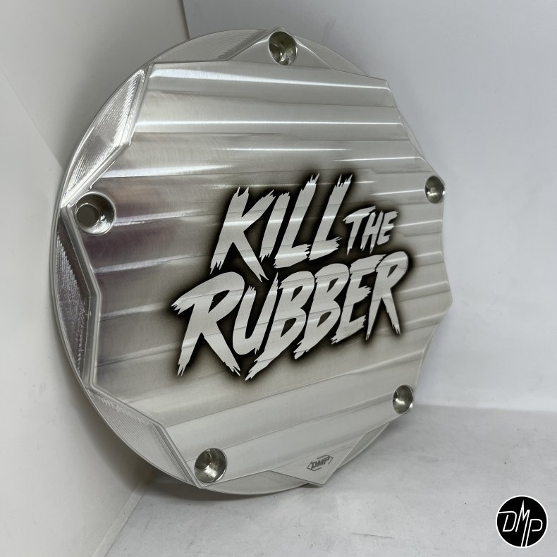 DMP Derby Cover "KILL THE RUBBER" SILVER M8 Softail