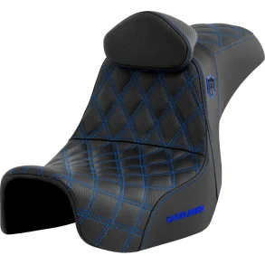 Saddlemen Performance Grip sde, Pro Series With Backrest Blue Dyna 06-17