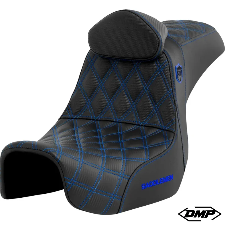 Saddlemen Performance Grip s�de, Pro Series With Backrest Blue Dyna 06-17