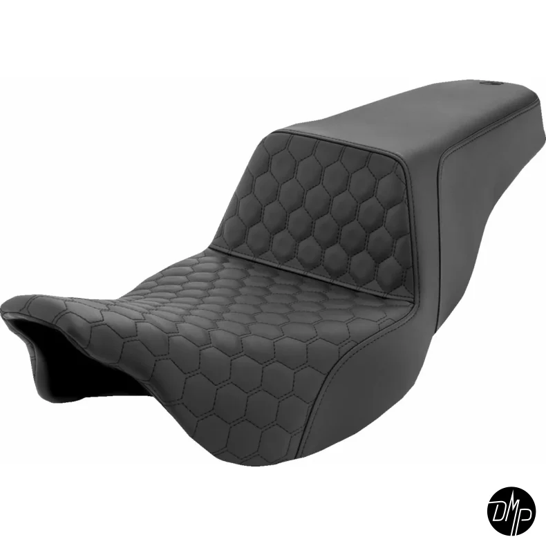 SADDLEMEN SEAT STEP UP Honey Comb BLACK STITCH 08-23 Touring