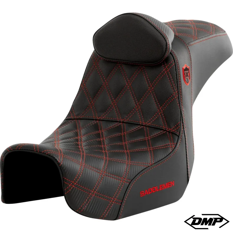 Saddlemen Performance Grip s�de, Pro Series With Backrest R�d Dyna 06-17