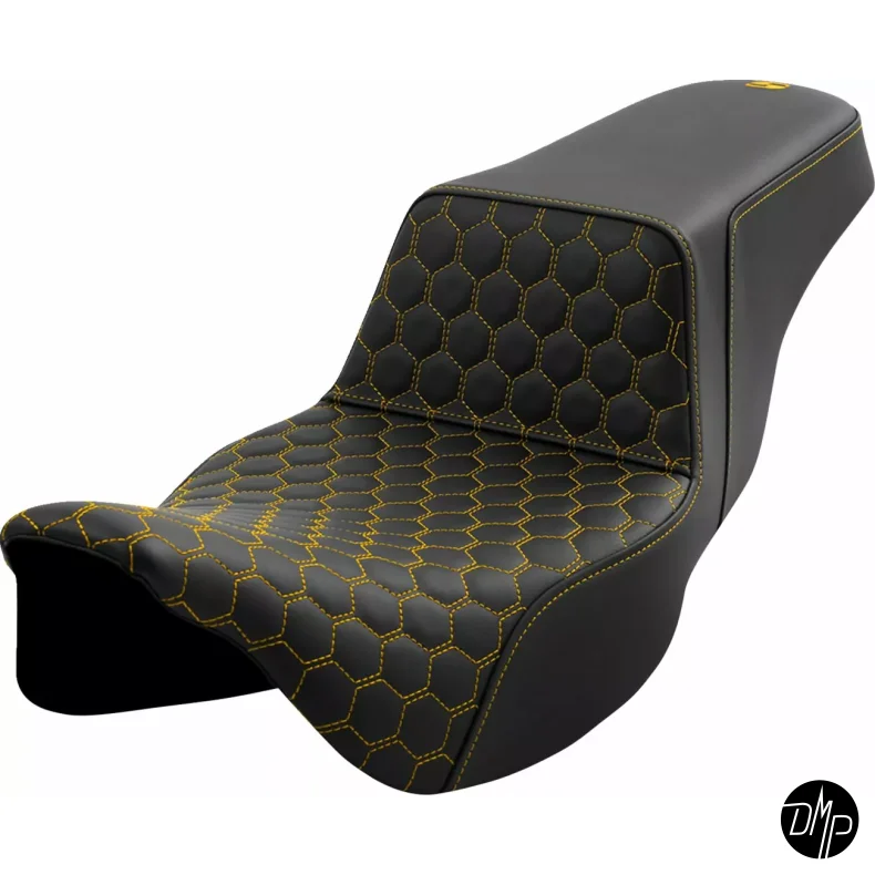 SADDLEMEN SEAT STEP UP Honey Comb EXT GOLD STITCH 08-23 Touring EXTENDED REACH