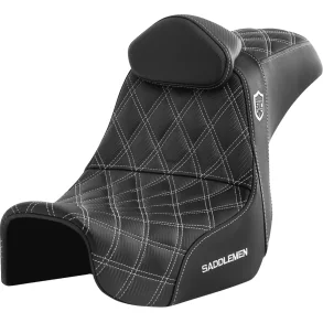 Saddlemen Performance Grip sde, Pro Series With Backrest White Dyna 06-17
