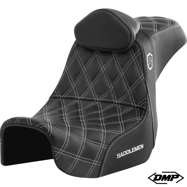 Saddlemen Performance Grip s�de, Pro Series With Backrest White Dyna 06-17