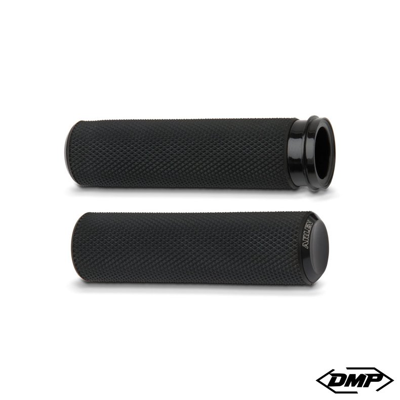 Arlen Ness Knurled Fusion grips black. cable throttle 74-22