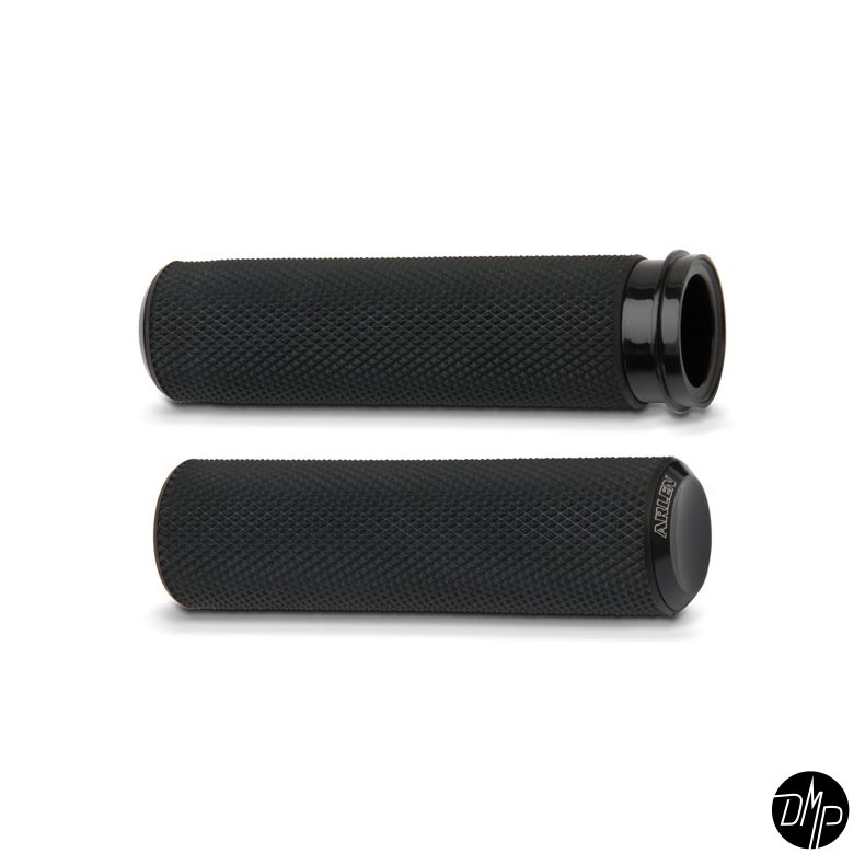Arlen Ness Knurled Fusion grips black. cable throttle 74-22