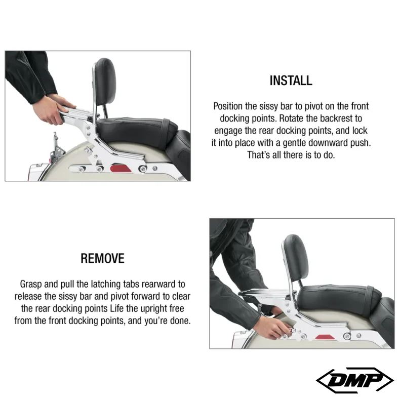 Harley-Davidson Sissybar kit, Softail M8 FLDE, FLHC, FLHCS, FLSL, FXBB, FXBBS, FXST