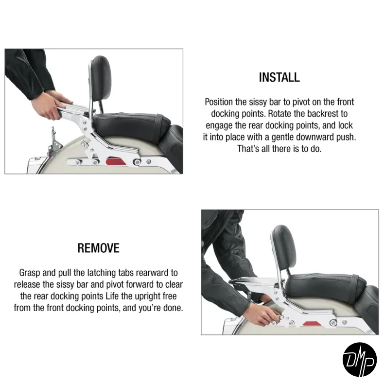 Harley-Davidson Sissybar kit, Softail M8 FLDE, FLHC, FLHCS, FLSL, FXBB, FXBBS, FXST