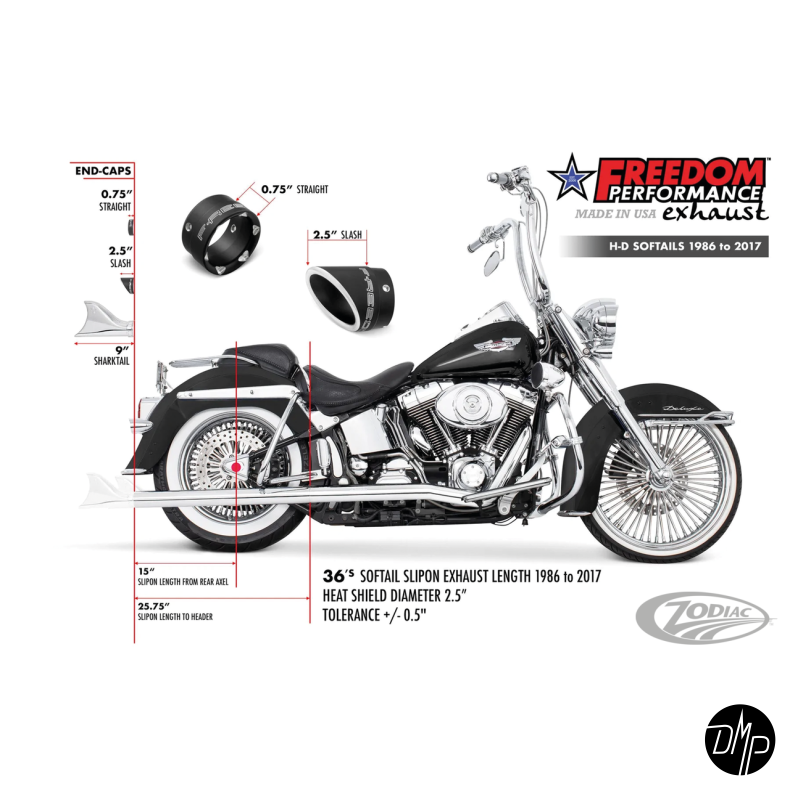 FREEDOM PERFORMANCE SHARKTAIL TRUE DUALS 07-17 SOFTAIL undtaget Breakout &amp; Rocker c.